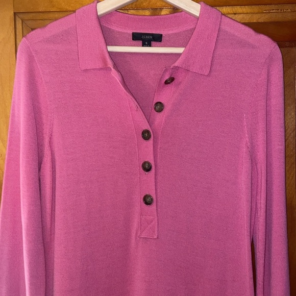 JCrew collared merino wool sweater dress; flamingo; Small; style BB375 - Picture 2 of 8